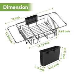 Expandable dish drying rack with utensil caddy