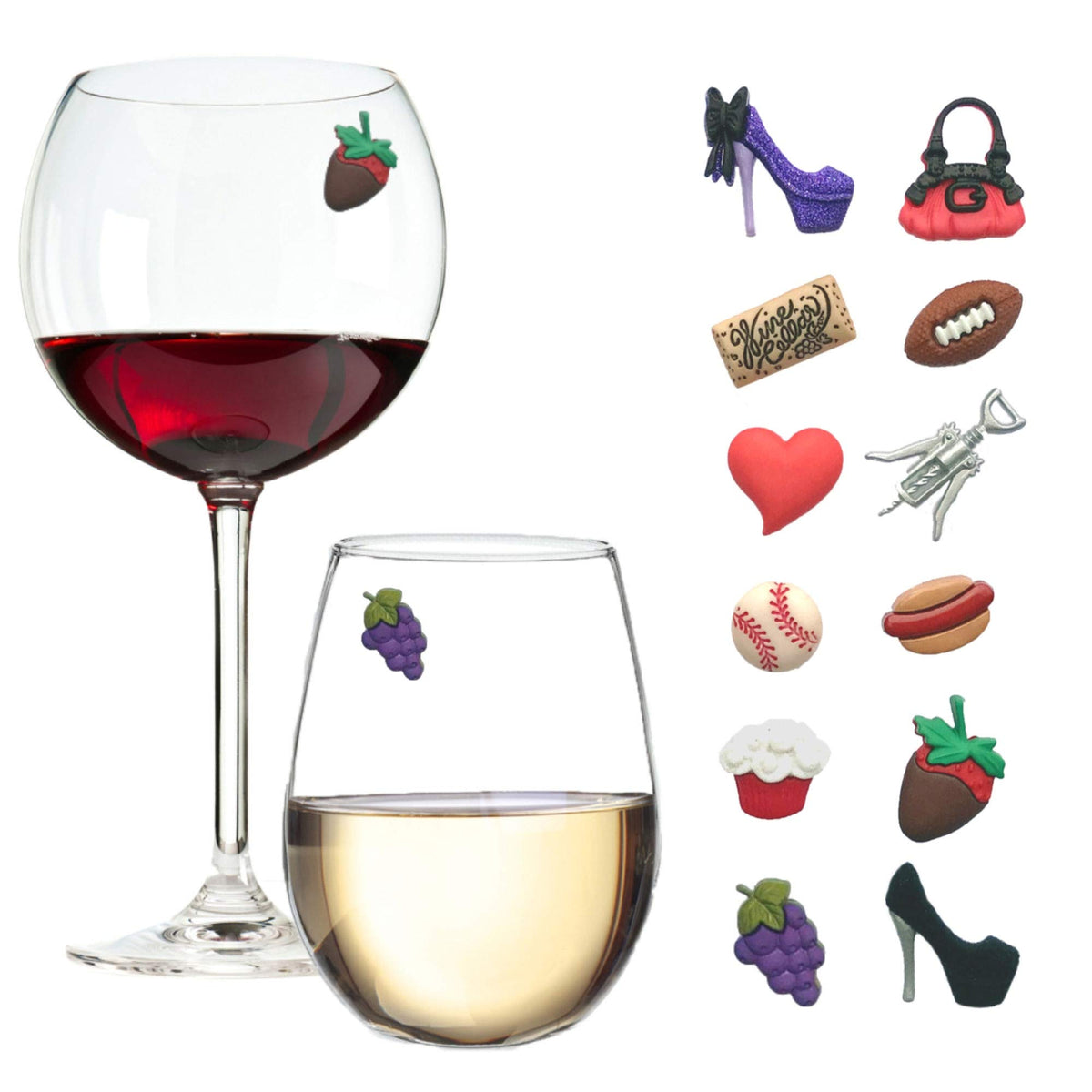 Simply Charmed magnetic wine charms set of 12