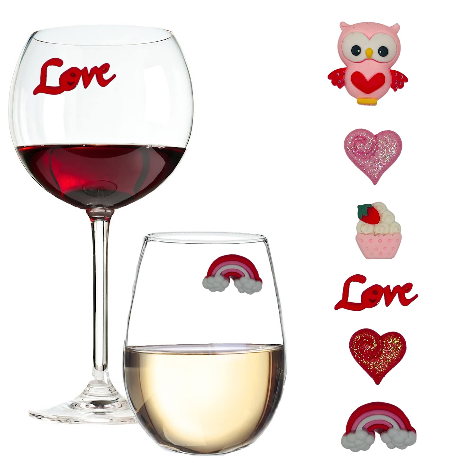 Simply Charmed Valentine wine charms six magnetic markers