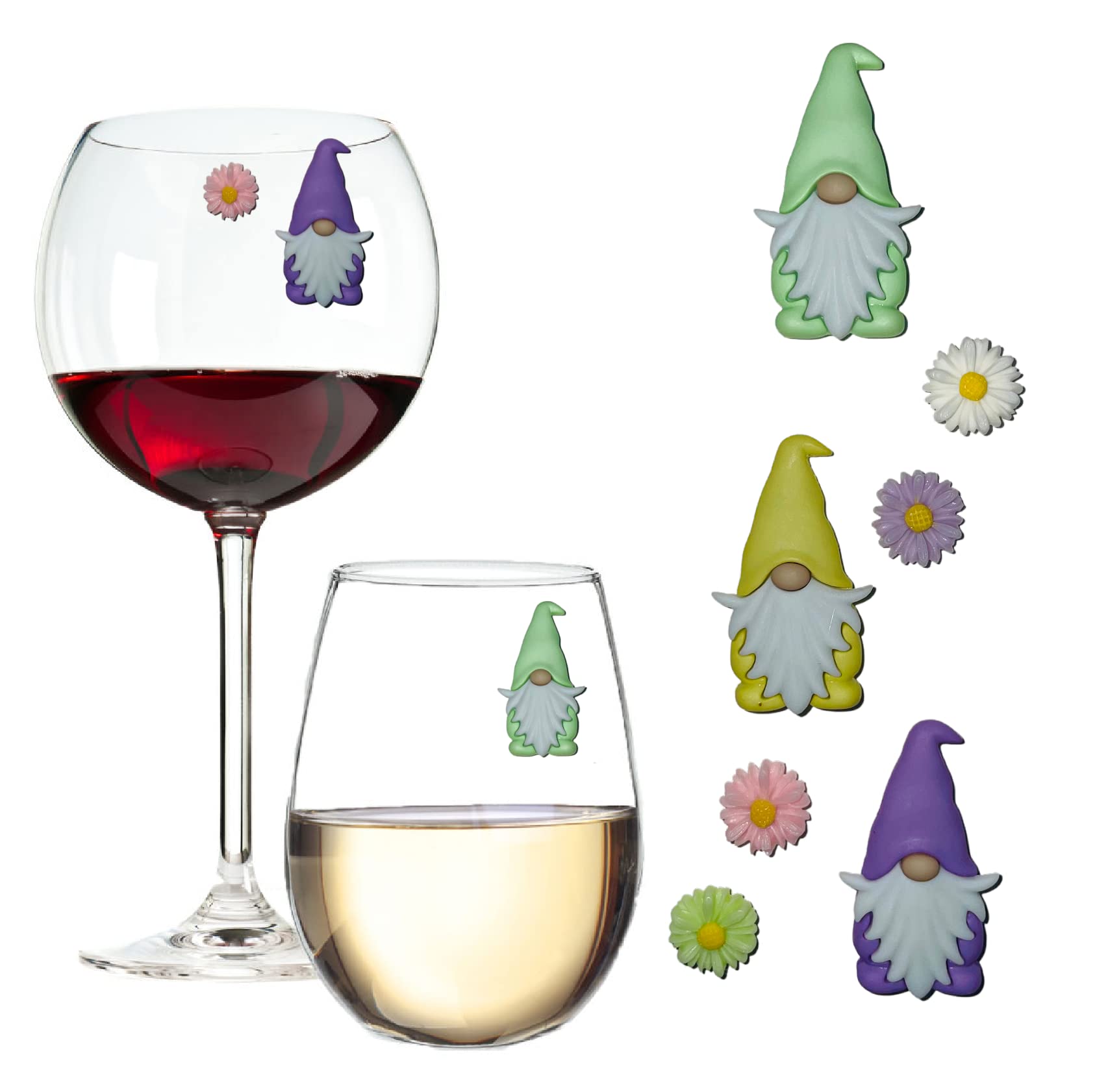 Simply Charmed pastel gnome wine glass charms set of 7 image 1