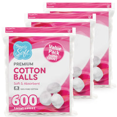 Simply Soft Premium Cotton Balls 600 count packaging