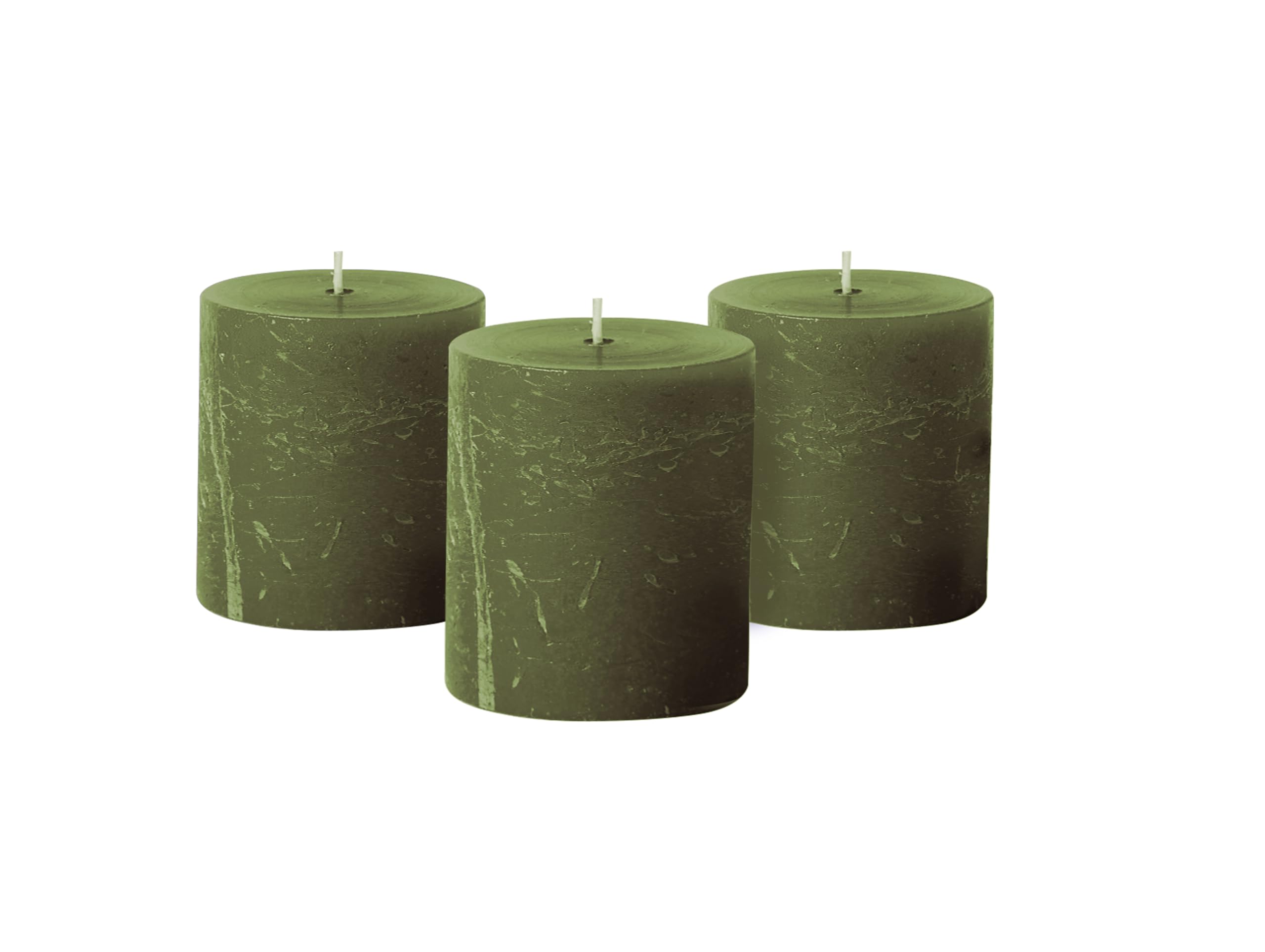 Simply Soson Dark Moss Green pillar candles 3x3 set of 3