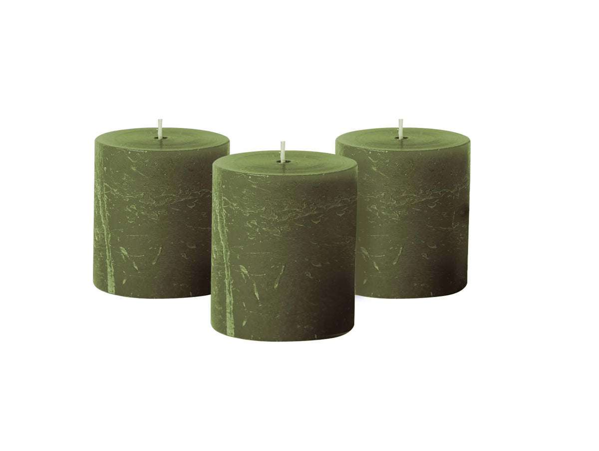 Simply Soson Dark Moss Green pillar candles 3x3 set of 3