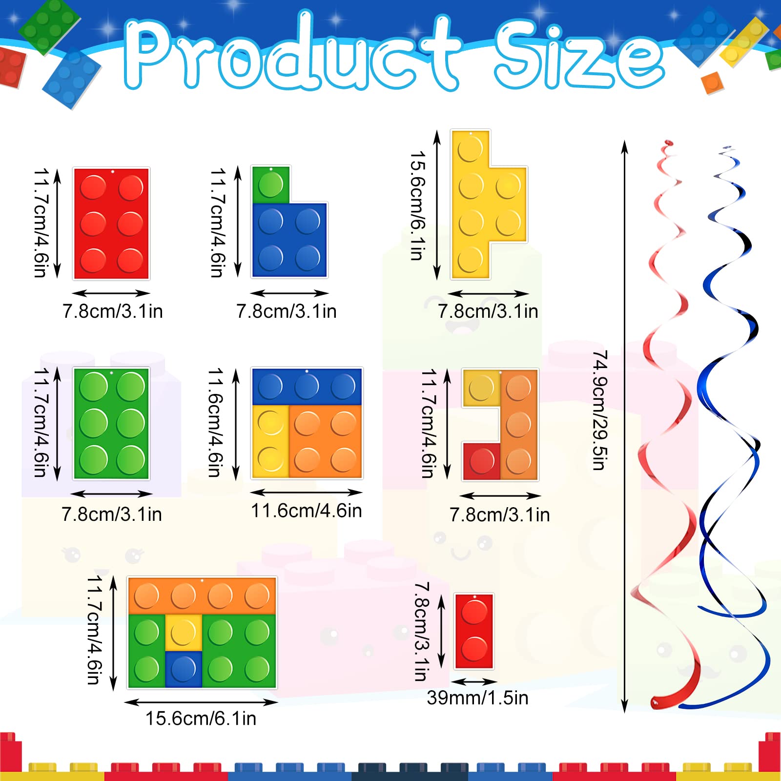 single hanging swirl building blocks decoration close up