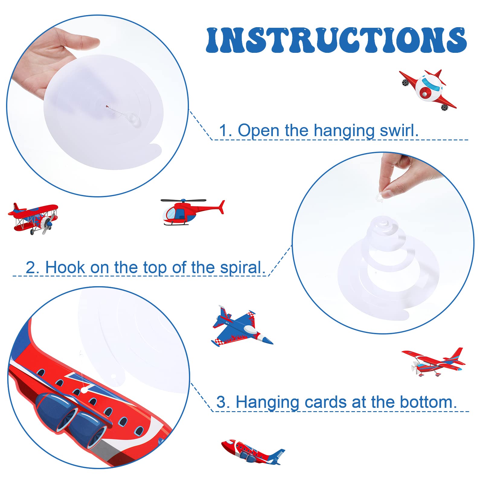 Single tailed spirals included with airplane decor