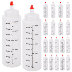 SINJEUN 20 pack squeeze bottles for sauces 8 oz with red caps
