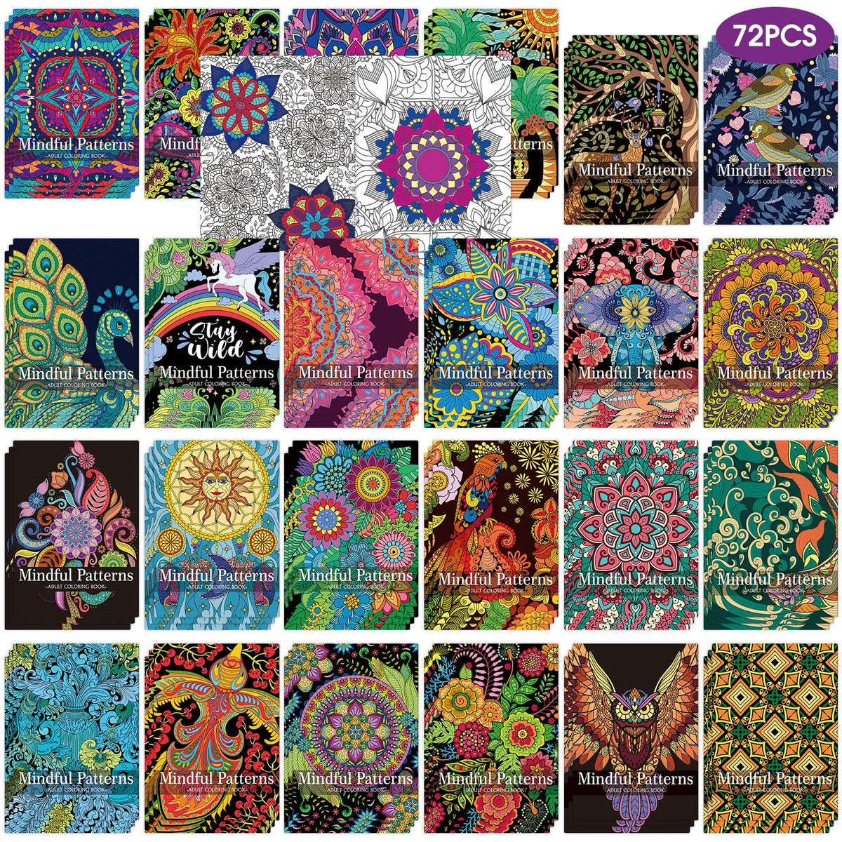 Sinload 72 pcs mindful coloring books for adults