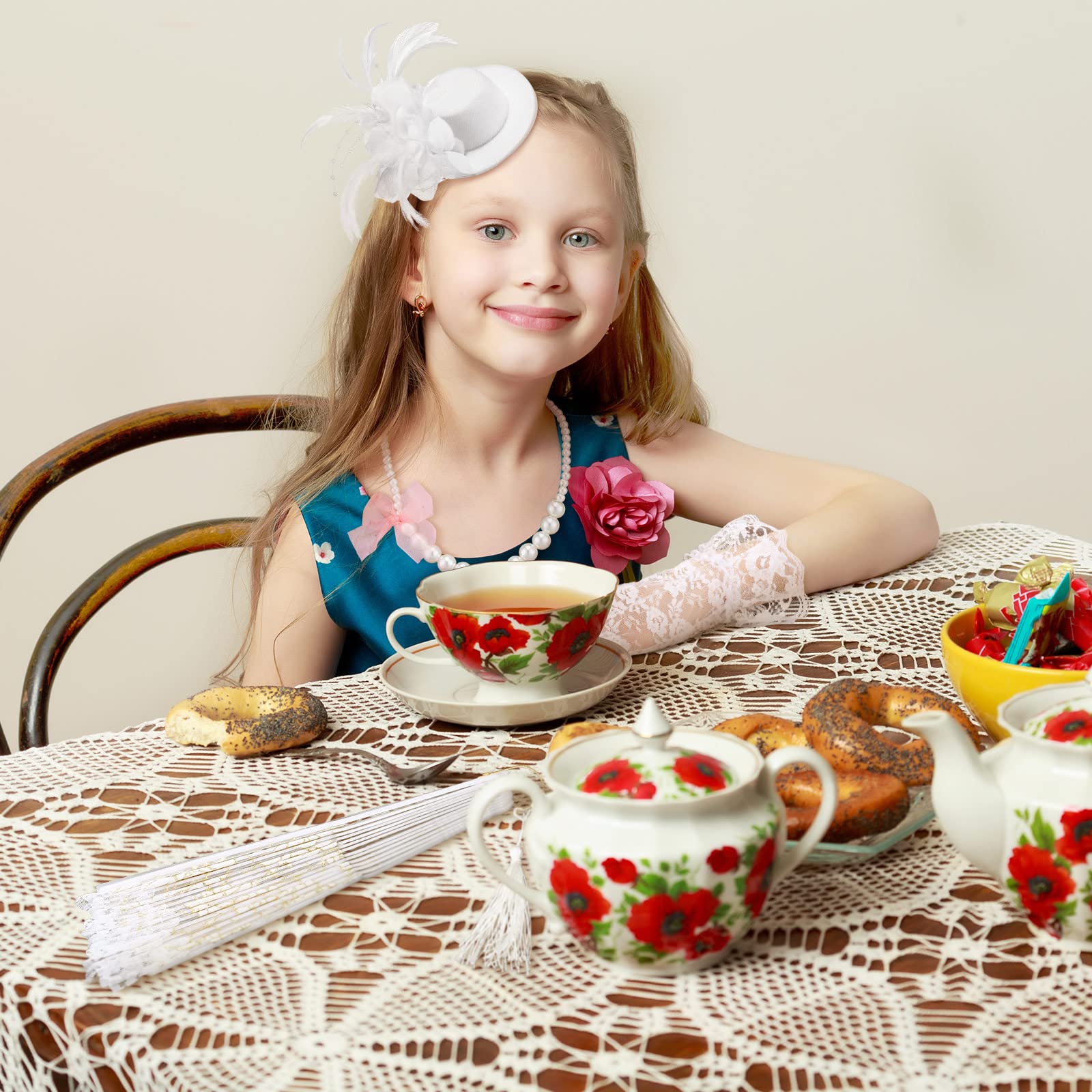 Sintege resin pearl necklace with pink bow from 4 Pcs Girls Tea Party Set