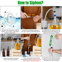 Siphon racking cane with adjustable stabilizer clamps