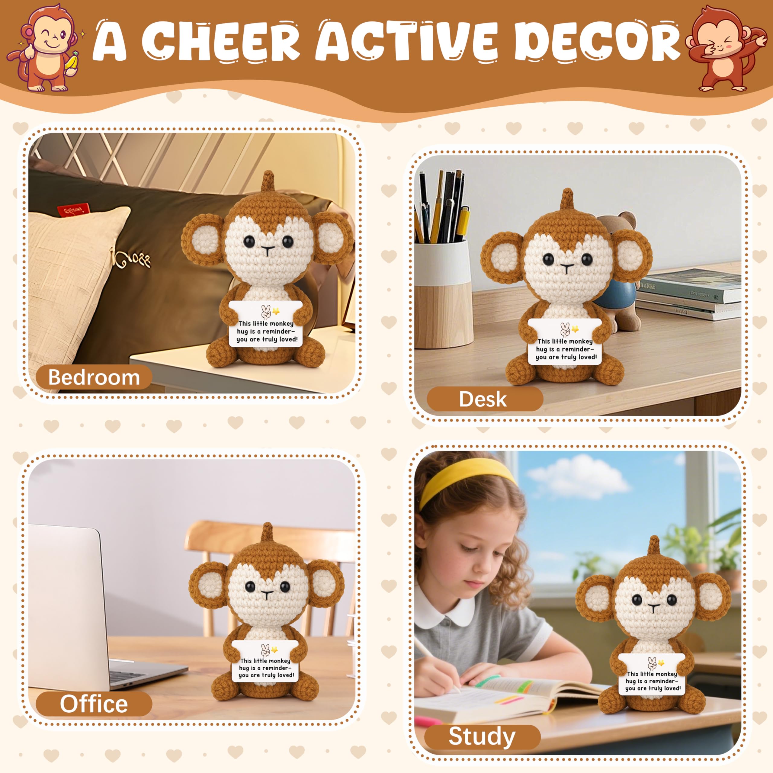 Gift ready crochet monkey plush for birthdays and holidays