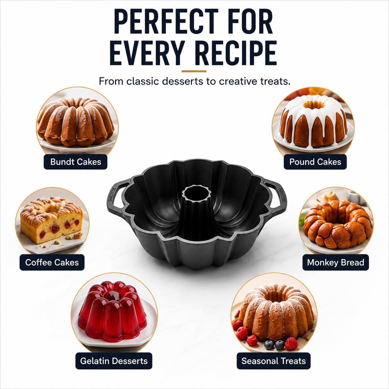 Oven-safe Bundt pan by SIRCLES for versatile baking