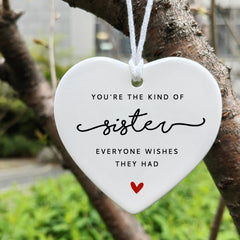 Sister Appreciation Gift white ceramic heart with text