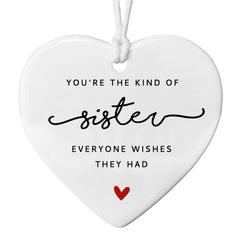 Sister Ceramic Heart Keepsake ornament 3 inch white ceramic