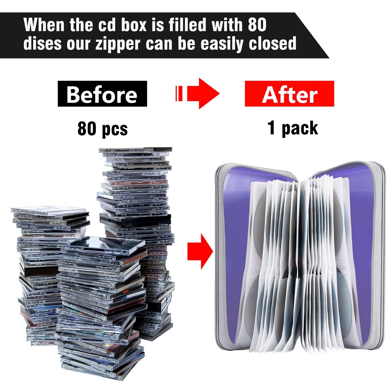 80 discs capacity case with slide lock slots