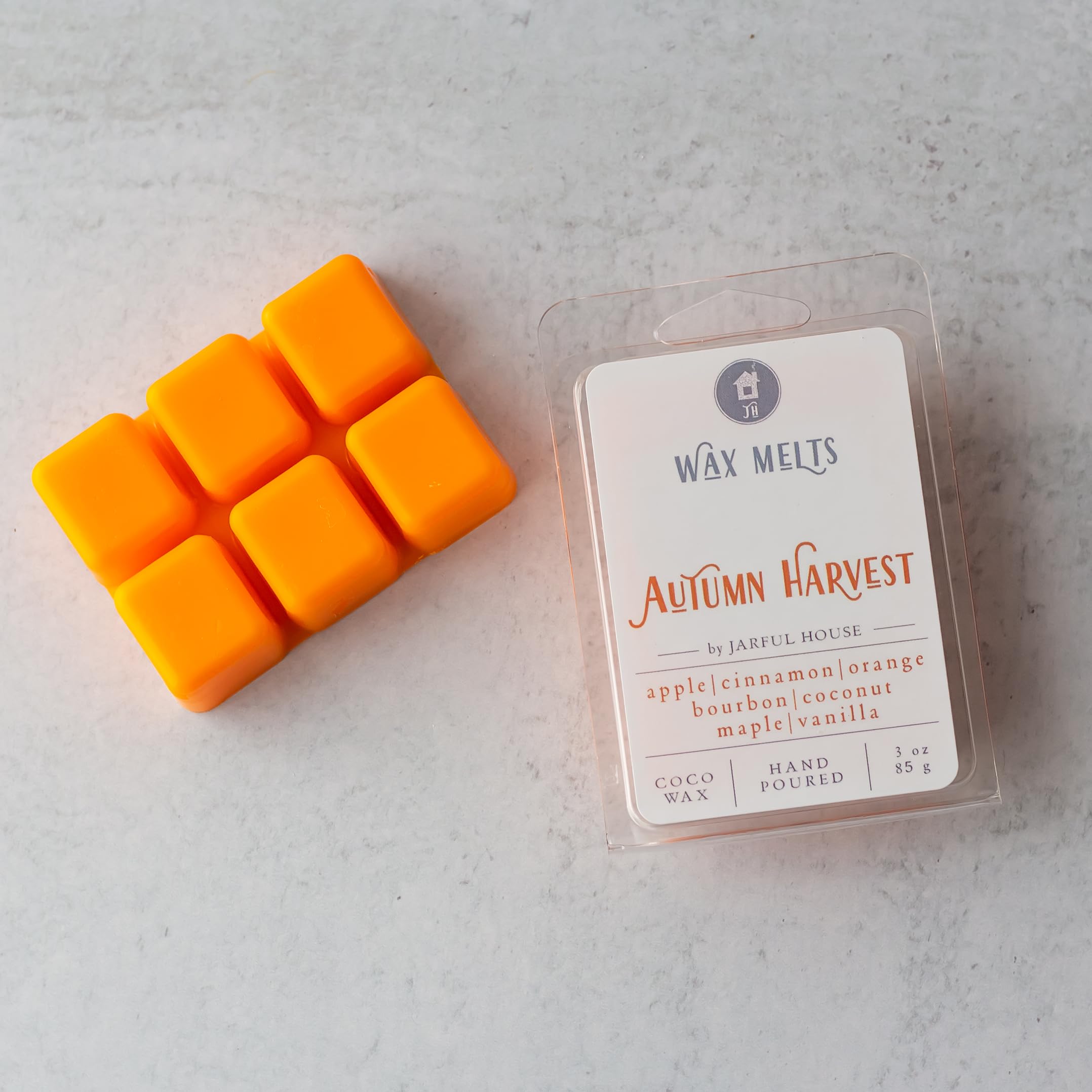 Autumn Harvest scented melts bright orange color 3 oz