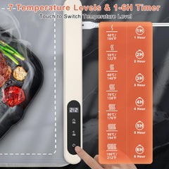 Warming mat accommodating 6 8-inch plates