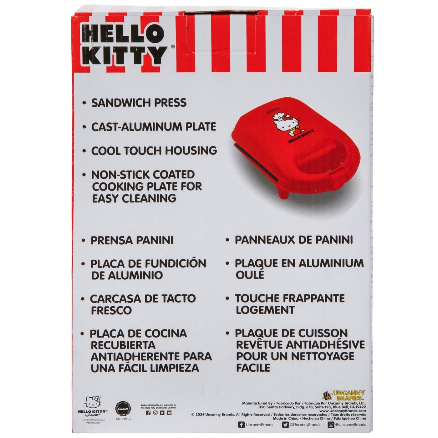 Corded electric Hello Kitty sandwich maker operates at 120V