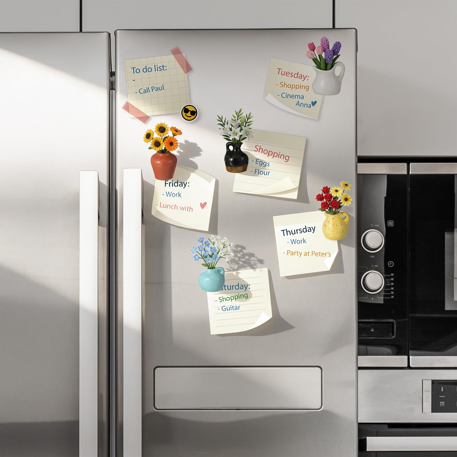 Six color schemes decorative vase magnets