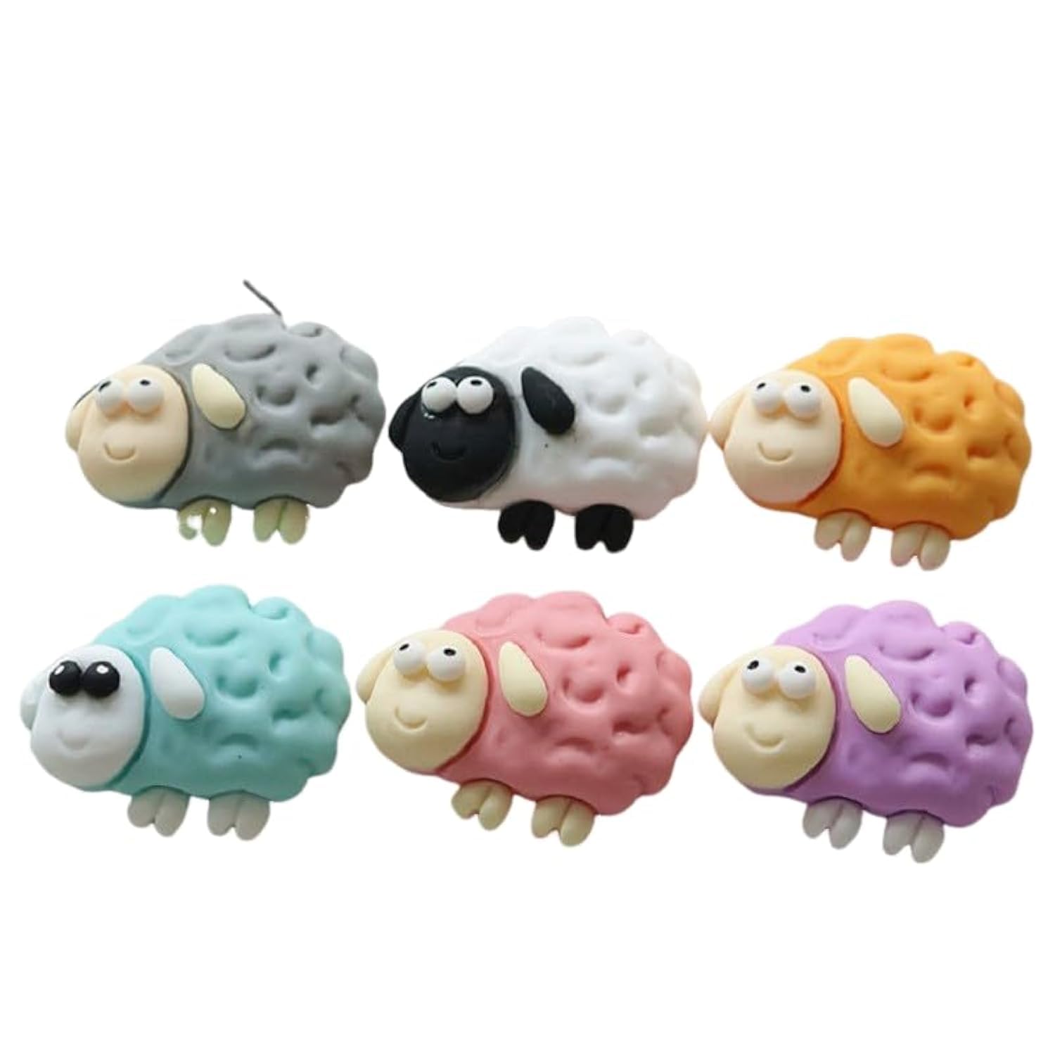 Six cute little sheep refrigerator magnets set