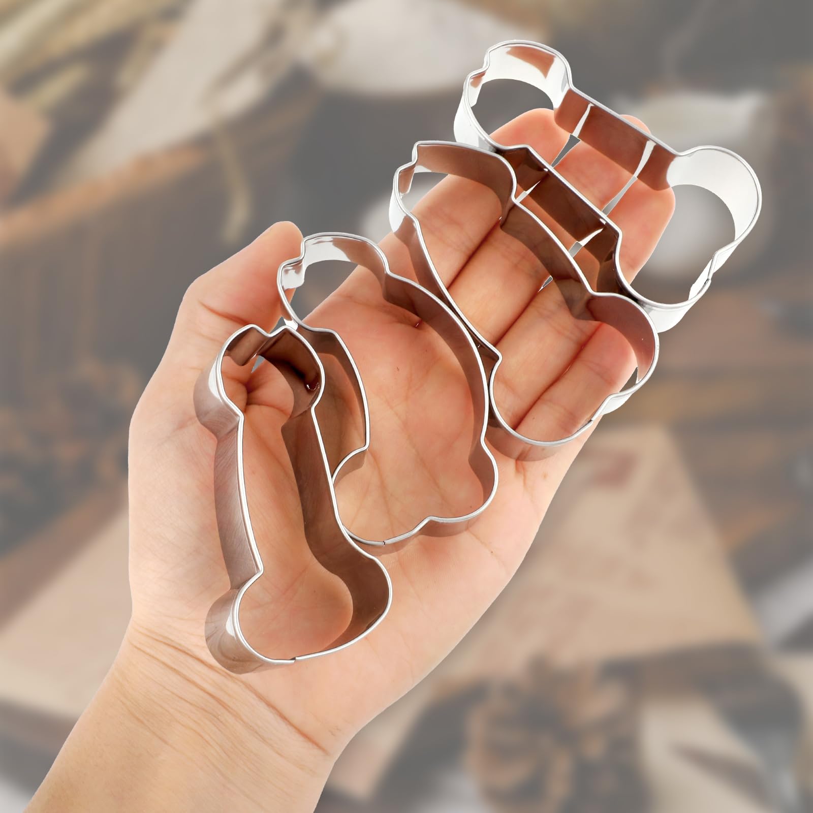 six different sizes of biscuit molds for cookies