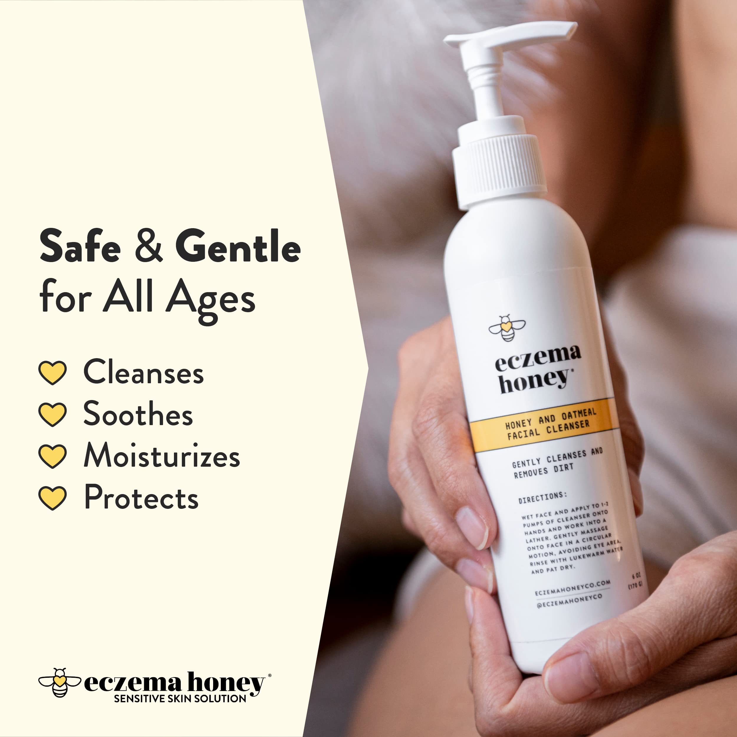 Six ounce eczema honey oatmeal cleanser product packaging
