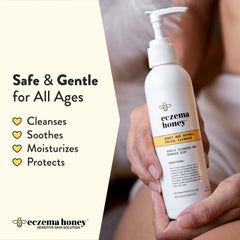 Six ounce eczema honey oatmeal cleanser product packaging