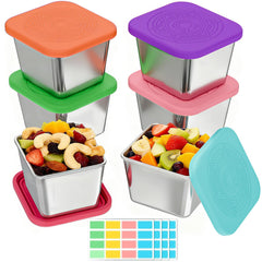 six-pack six-ounce stainless steel snack containers for kids