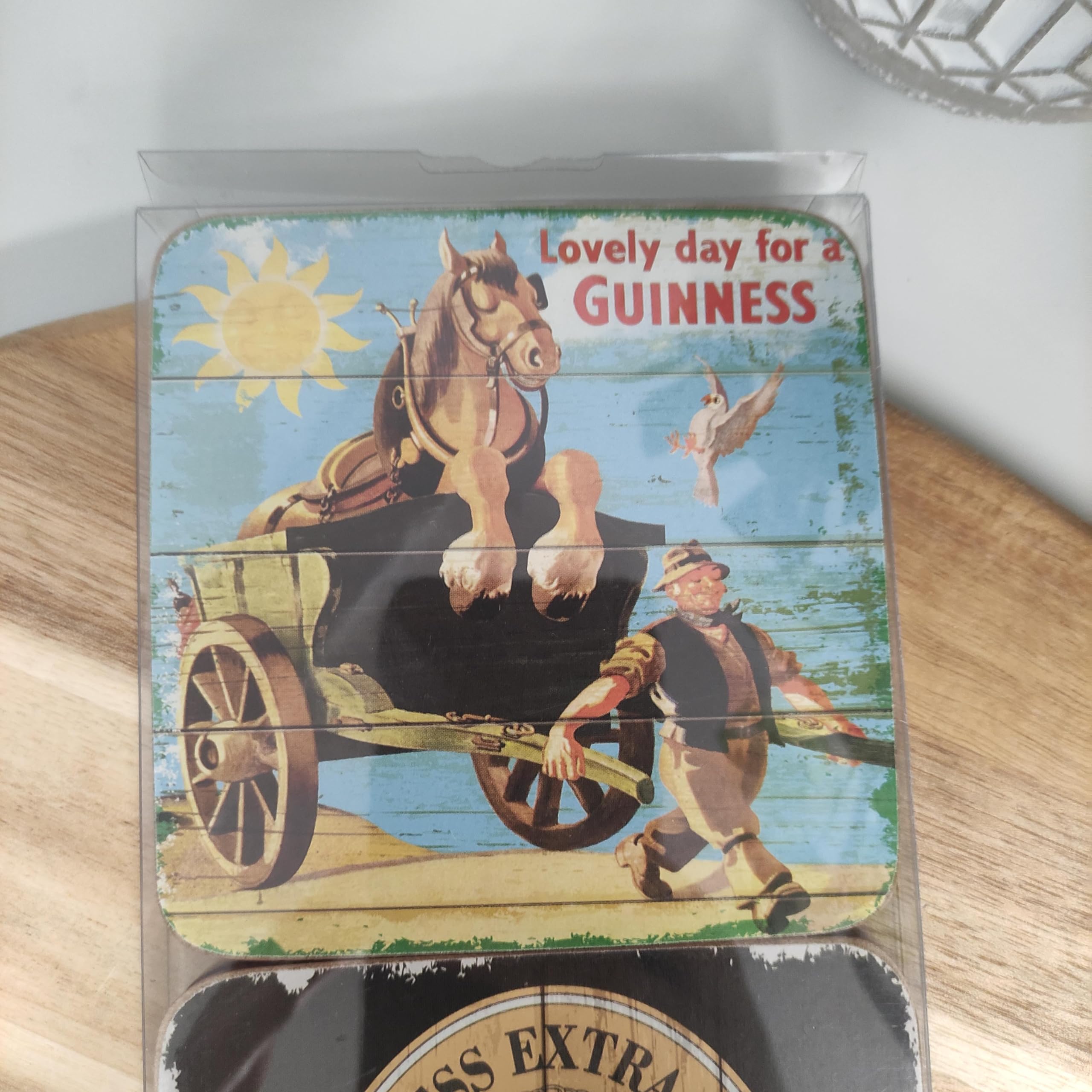 Six-pack Guinness cork backed coasters in box