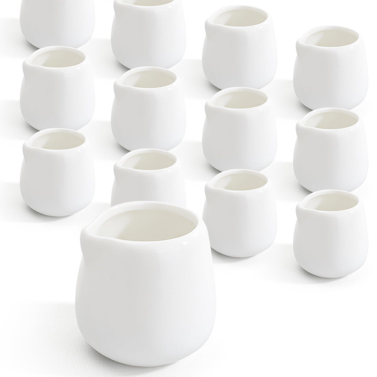 Six-pack mini creamer pitchers set with 3 oz capacity