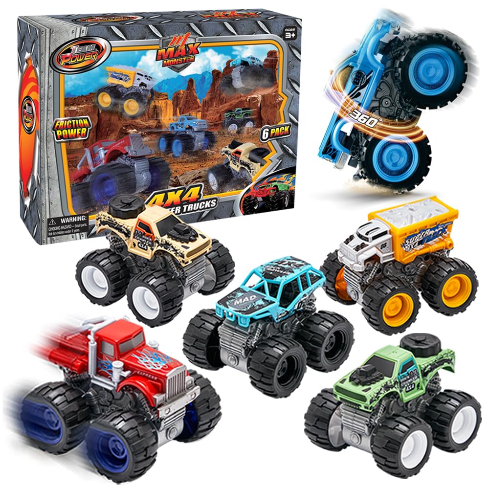 Six pack Monster Trucks Toys for Boys and Girls in colorful box