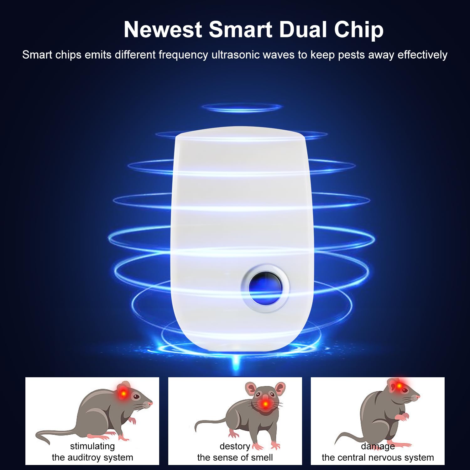 Six-pack set of ultrasonic pest repellers for home use