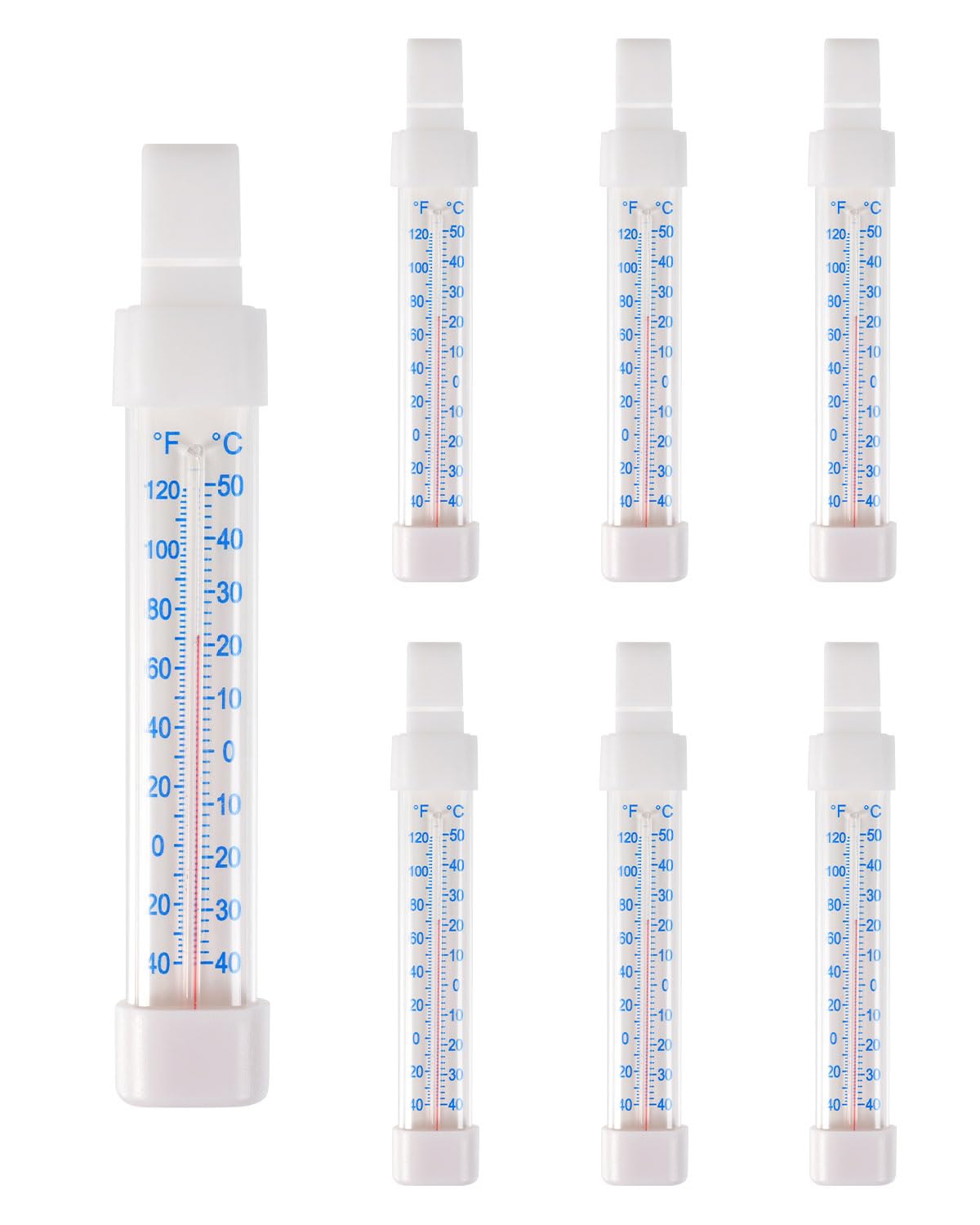Six pack refrigerator freezer thermometer set for multiple units