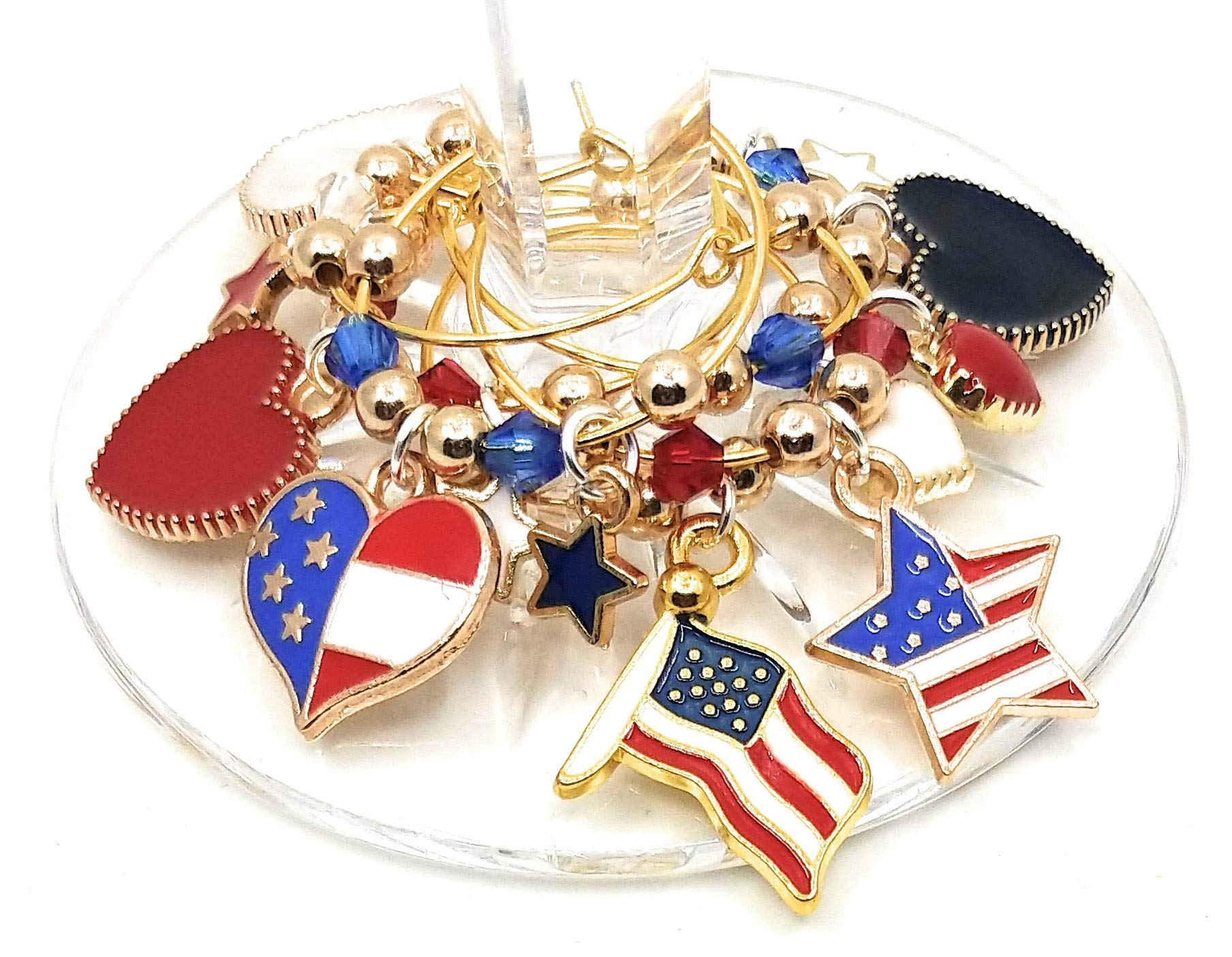 Glass tags for wine glasses with patriotic design