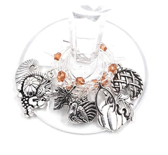 Six piece Pixie wine charms silver tone set
