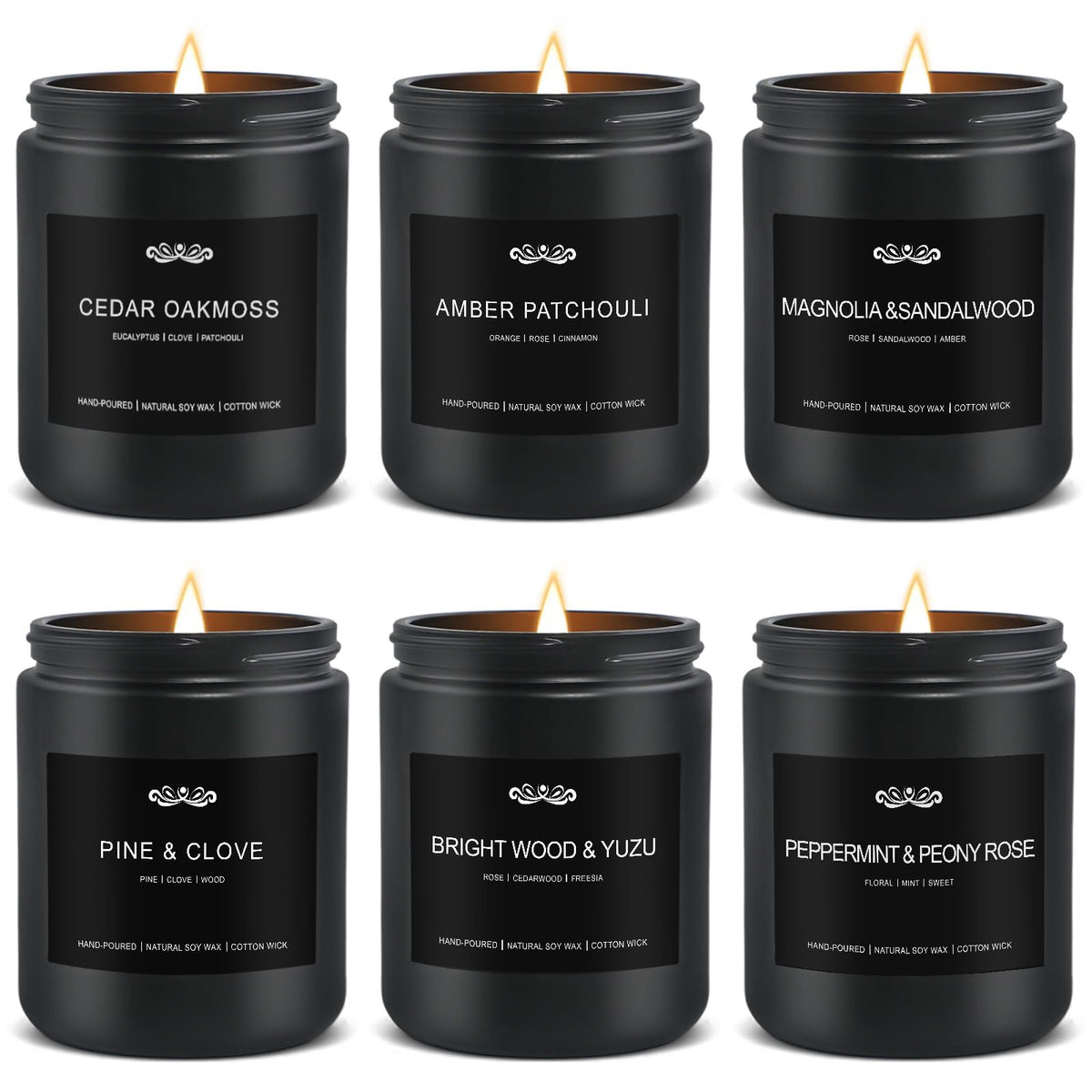 Six scent candles set for home scented aromatherapy