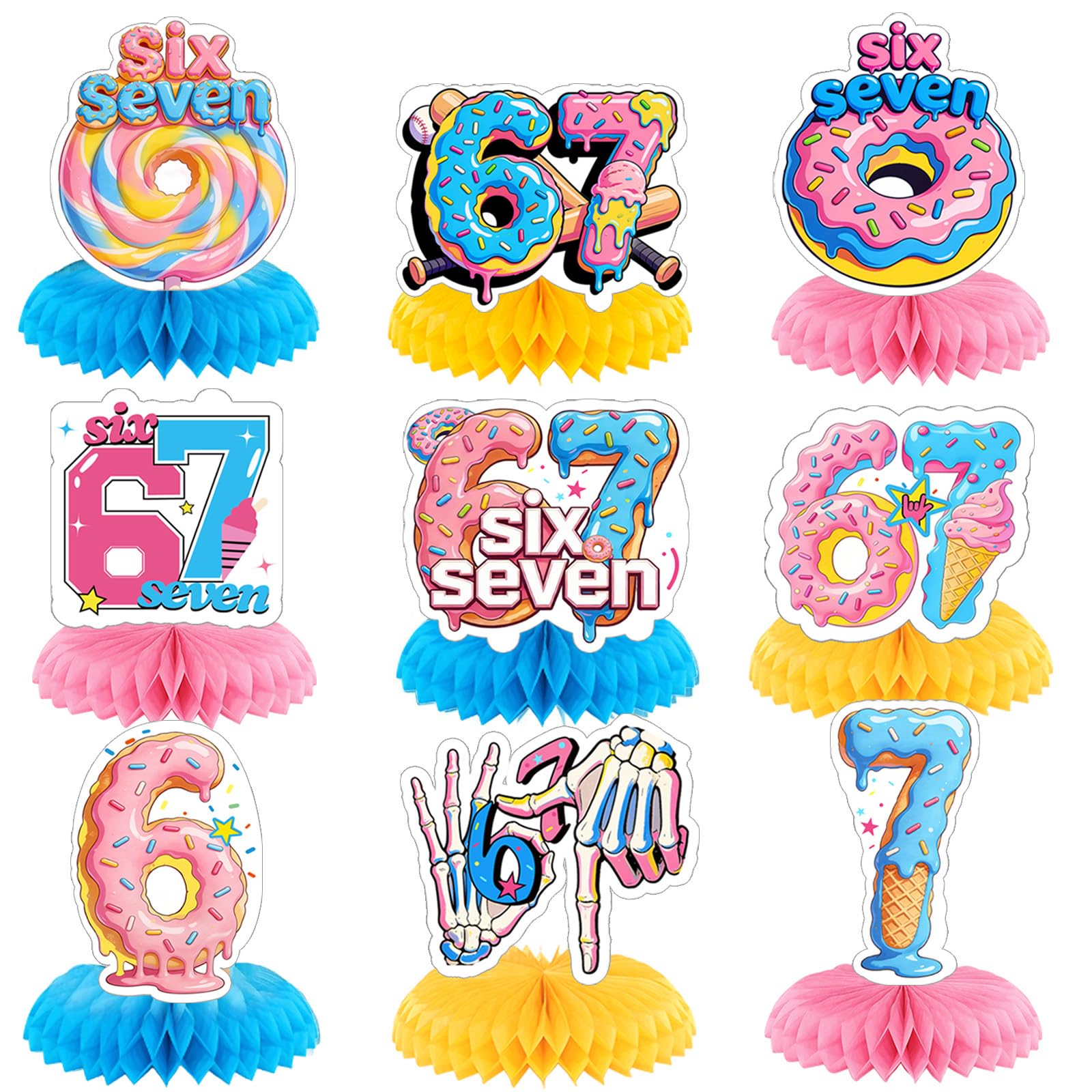 6 7 birthday decorations centerpiece blue pink