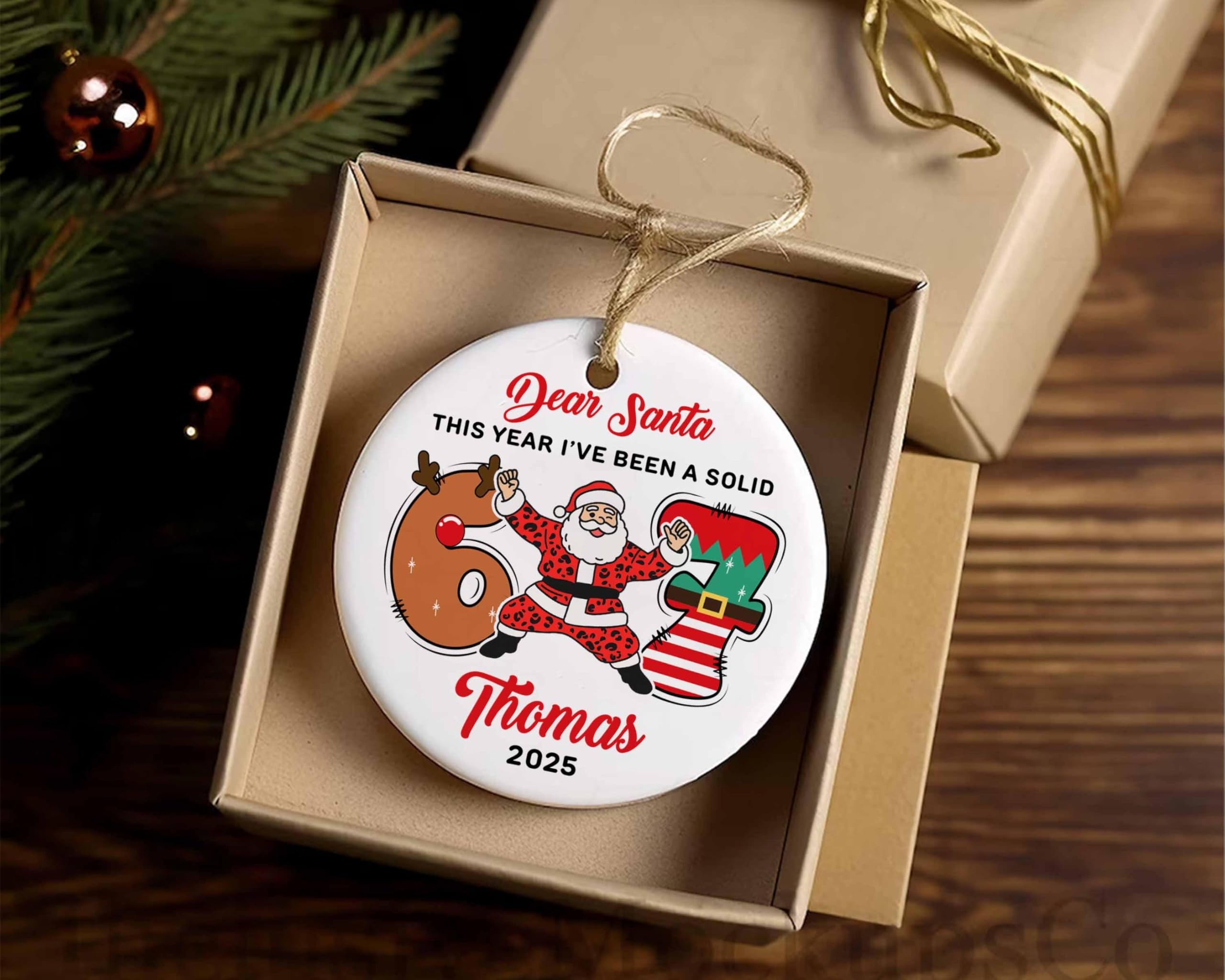 Six Seven Ornament personalized photo and text example