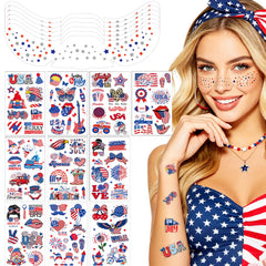 Six sheets of premium patriotic freckle decals with 110 tattoos