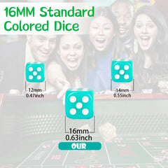 Six sided opaque colored dice for easy rolling