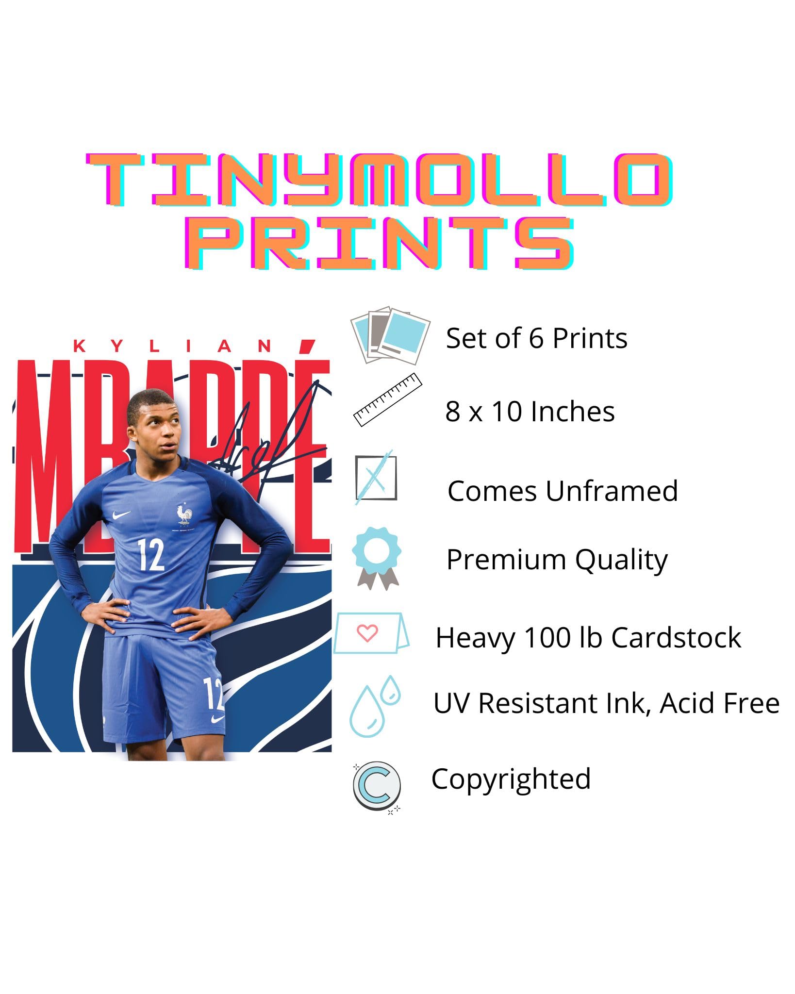 Six poster set ready to frame TinyMollo soccer wall art