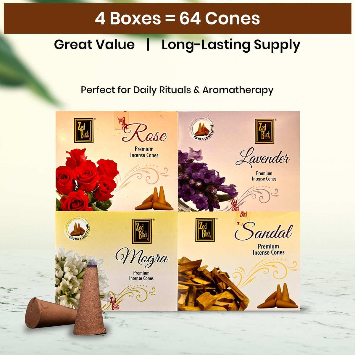 Extra long burn incense cones for meditation pooja