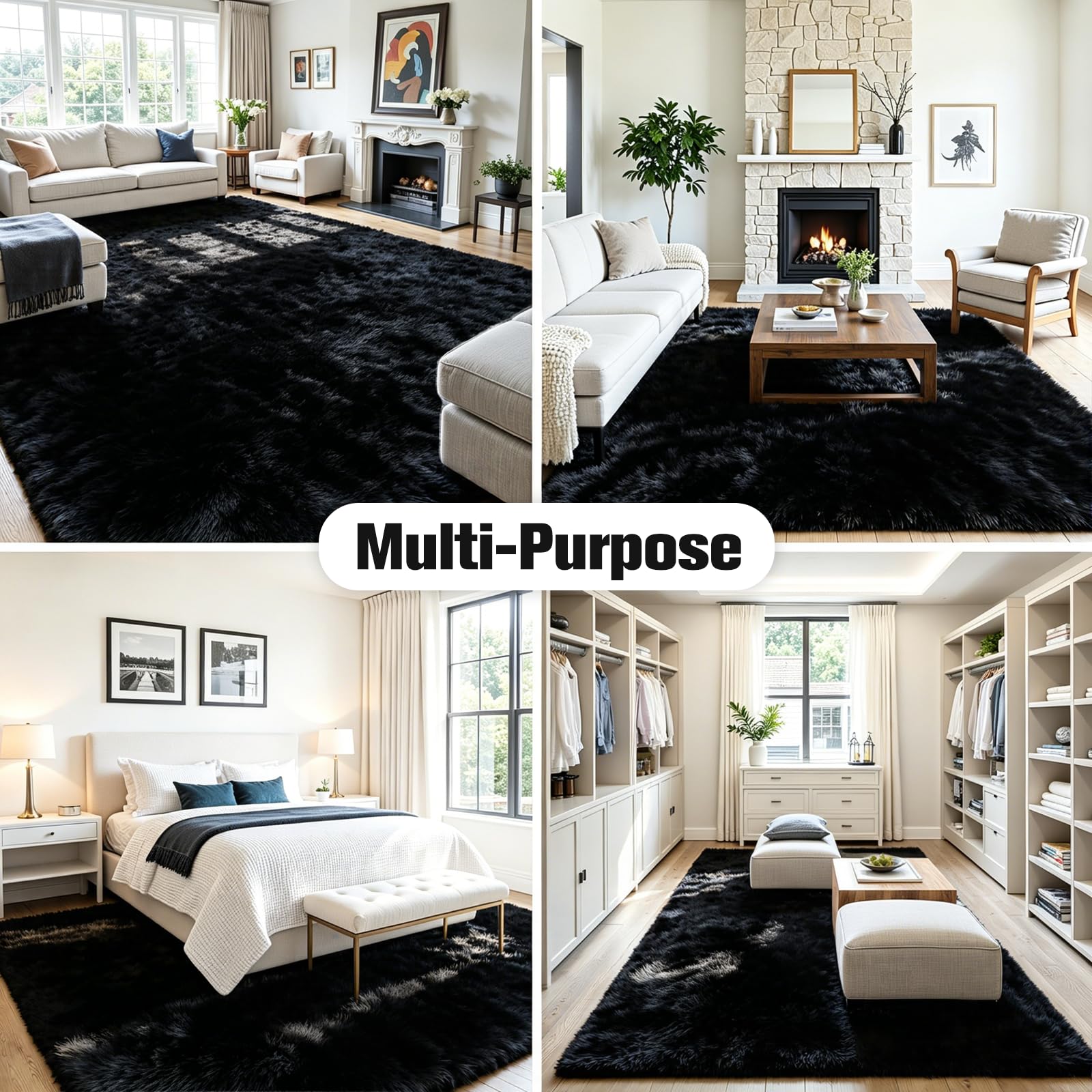 size 120l x 96w x 1.7d fluffy rug