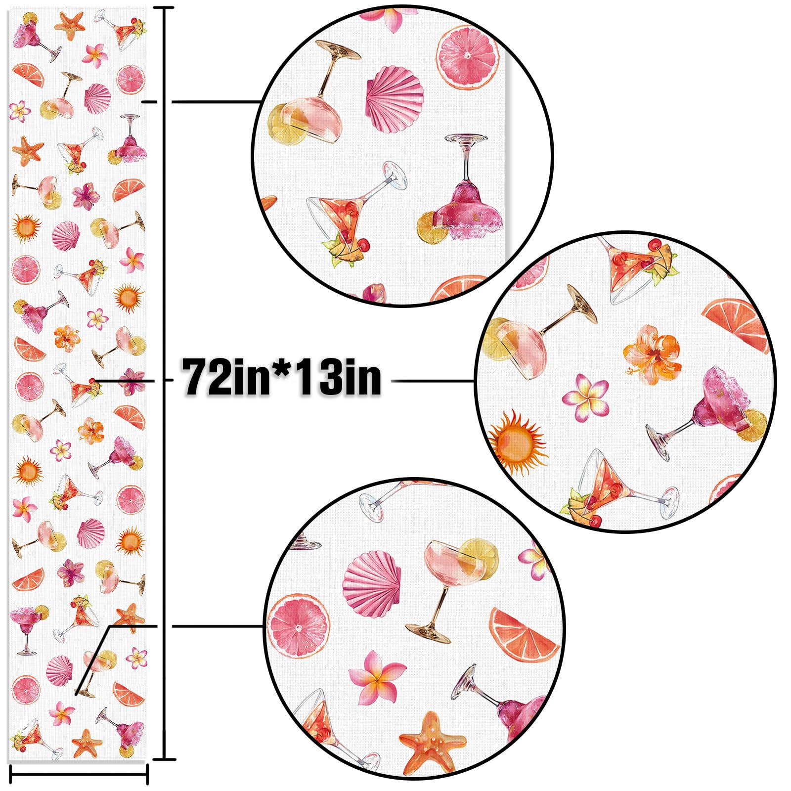 13x72 inch polyester linen like table runner on table