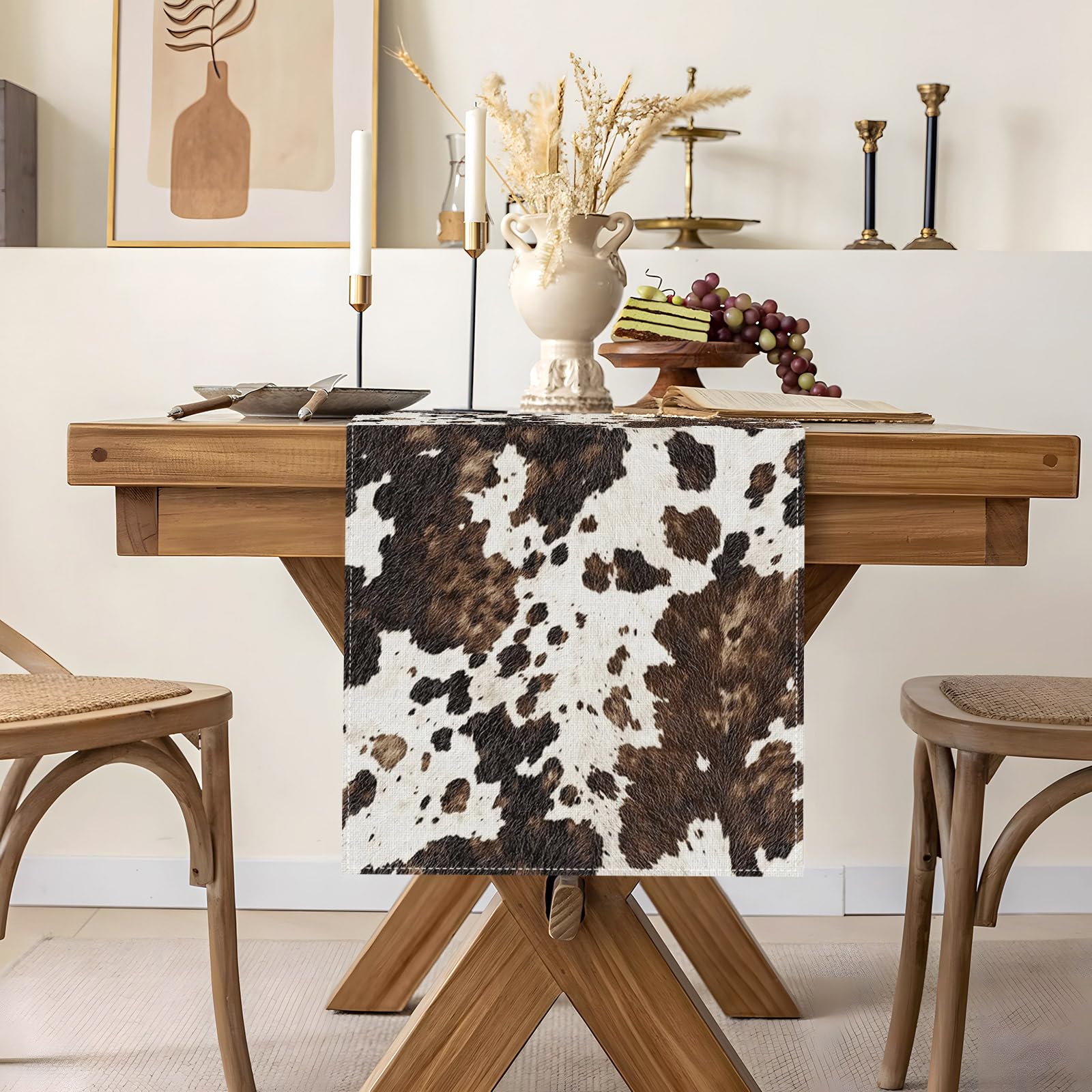 Table runner size 13x72 inches for western cowhide decor