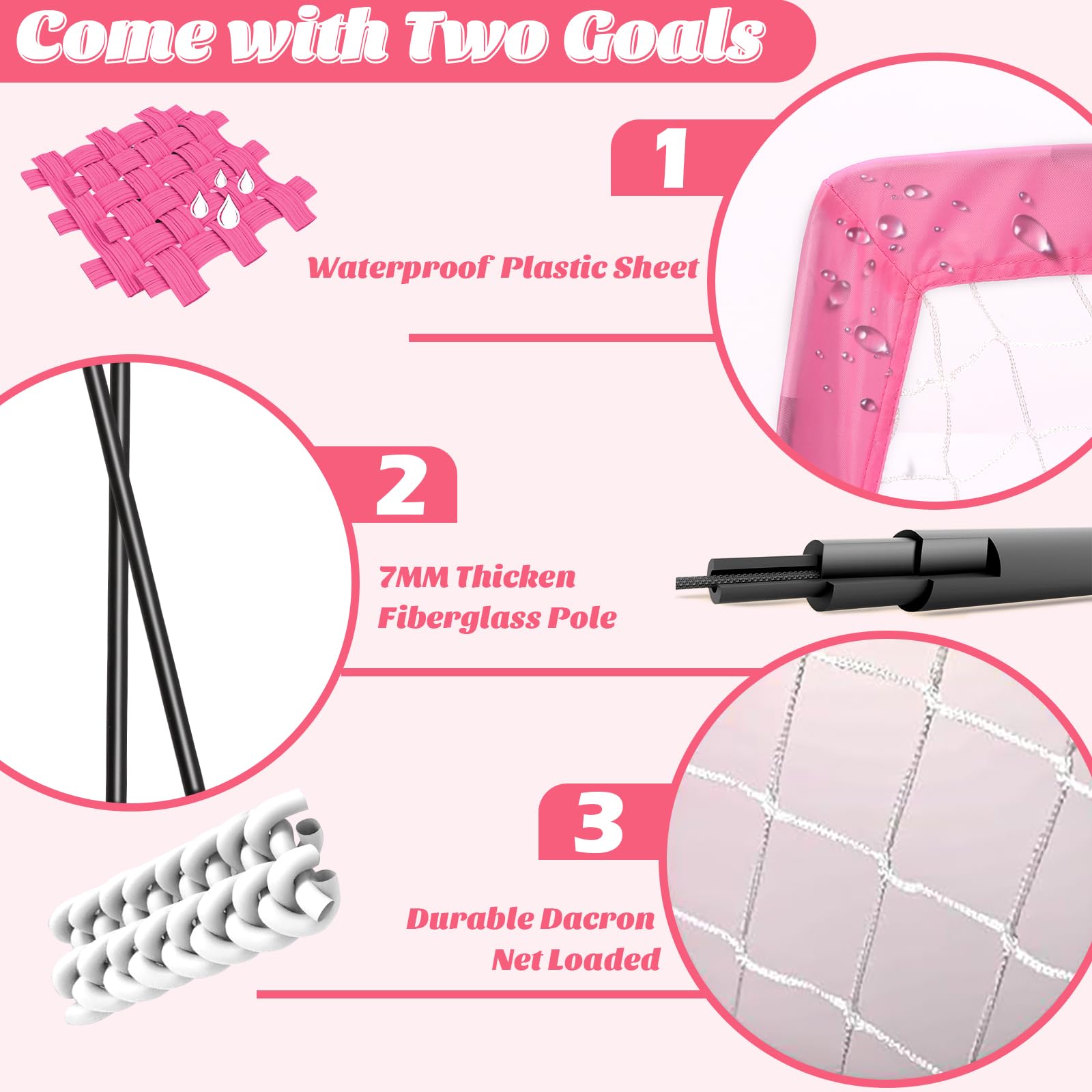 Net dimensions 18x24x18 inches for goals