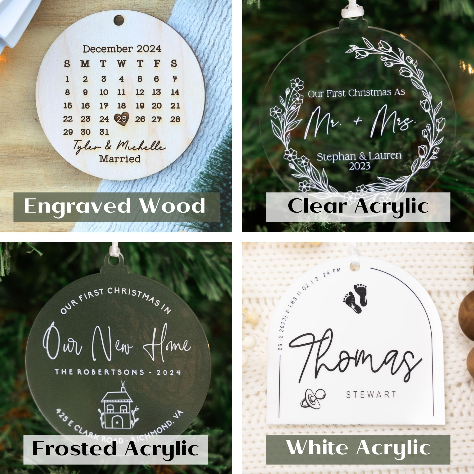 Personalized baby ornament birth stats