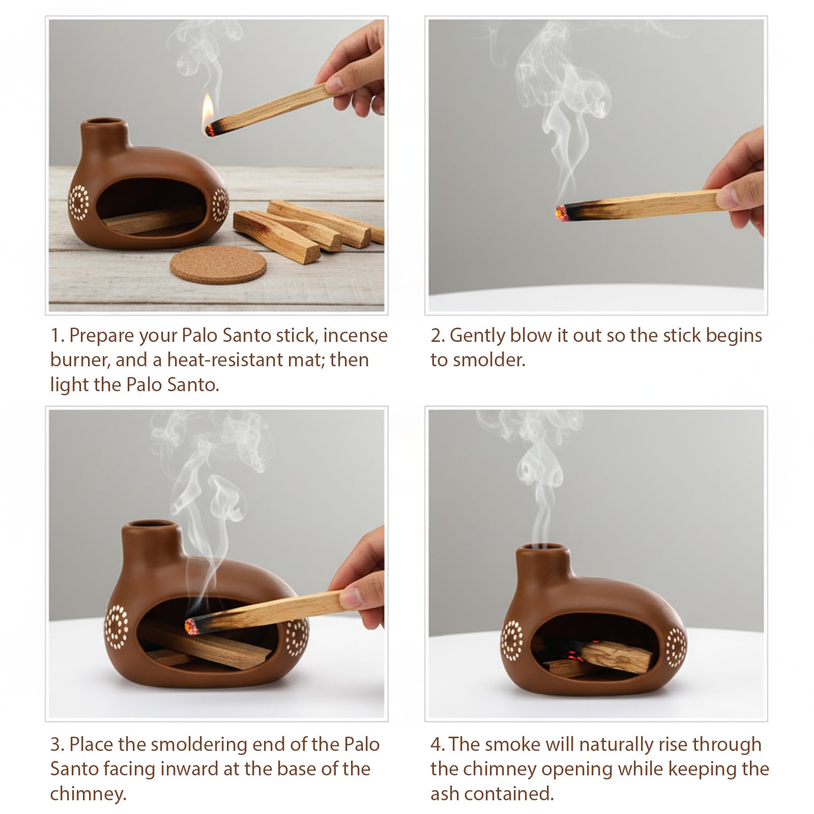 Versatile incense holder for Palo Santo sticks cones resin sage and tealight candles