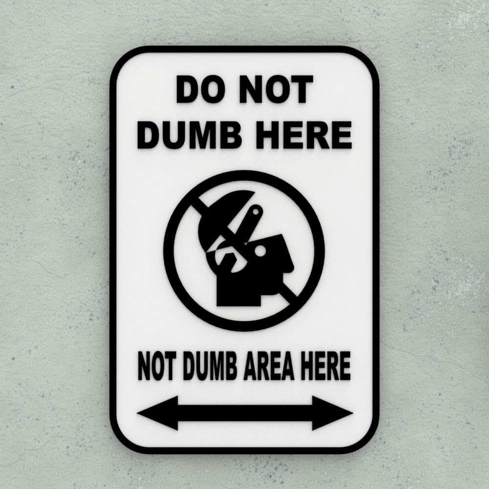 Durable 3D raised PLA sign with black embossed lettering on white background