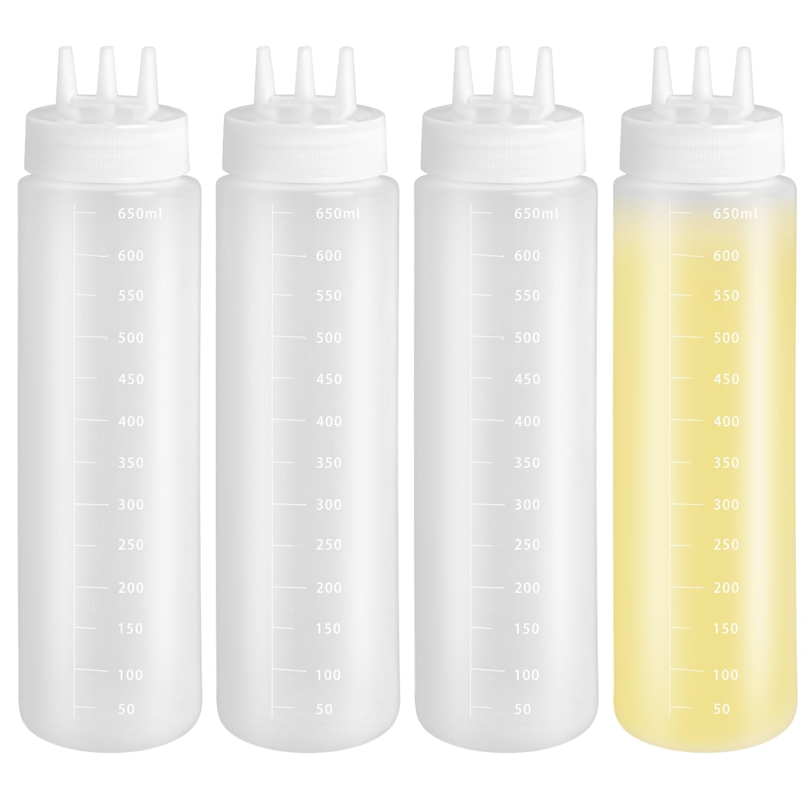 Skdqiee 4pcs sauce bottle squeeze 24 oz with scale