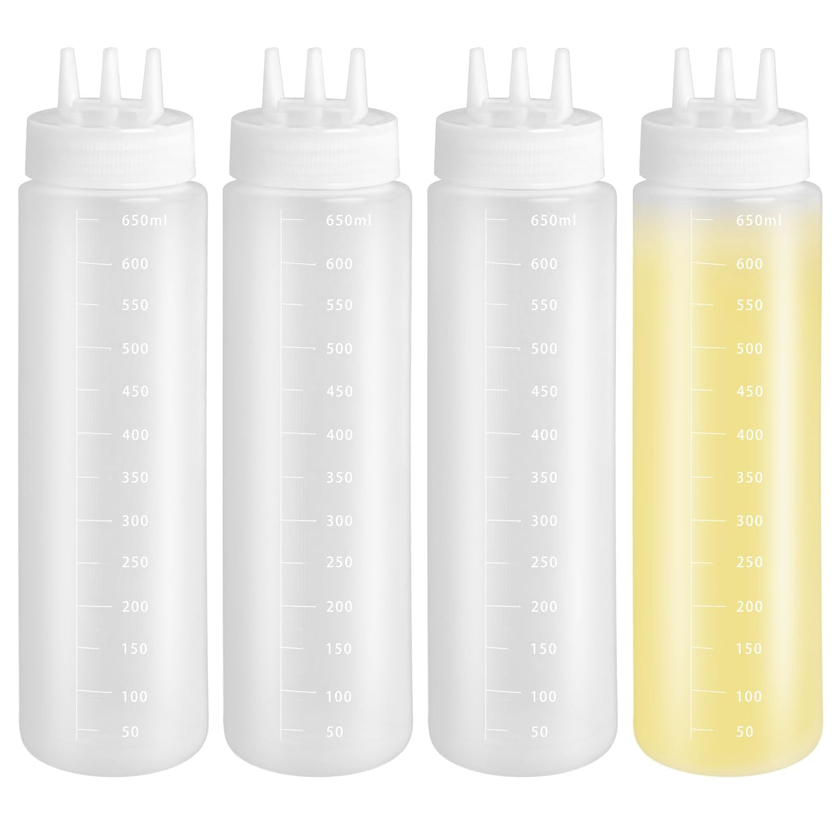 Skdqiee 4pcs sauce bottle squeeze 24 oz with scale